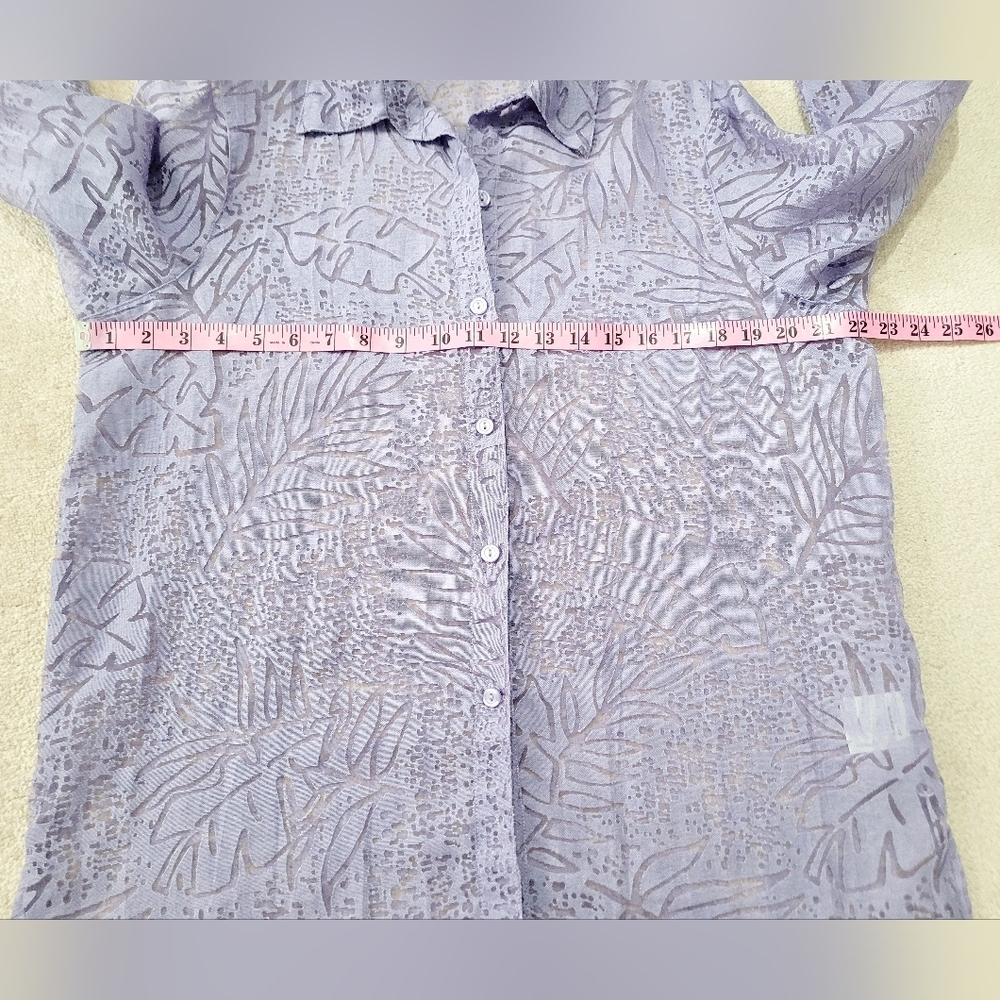 Alfred Dunner Purple Sheer Burnout Button Front Blouse Women’s Size 14 Floral - Picture 7 of 11